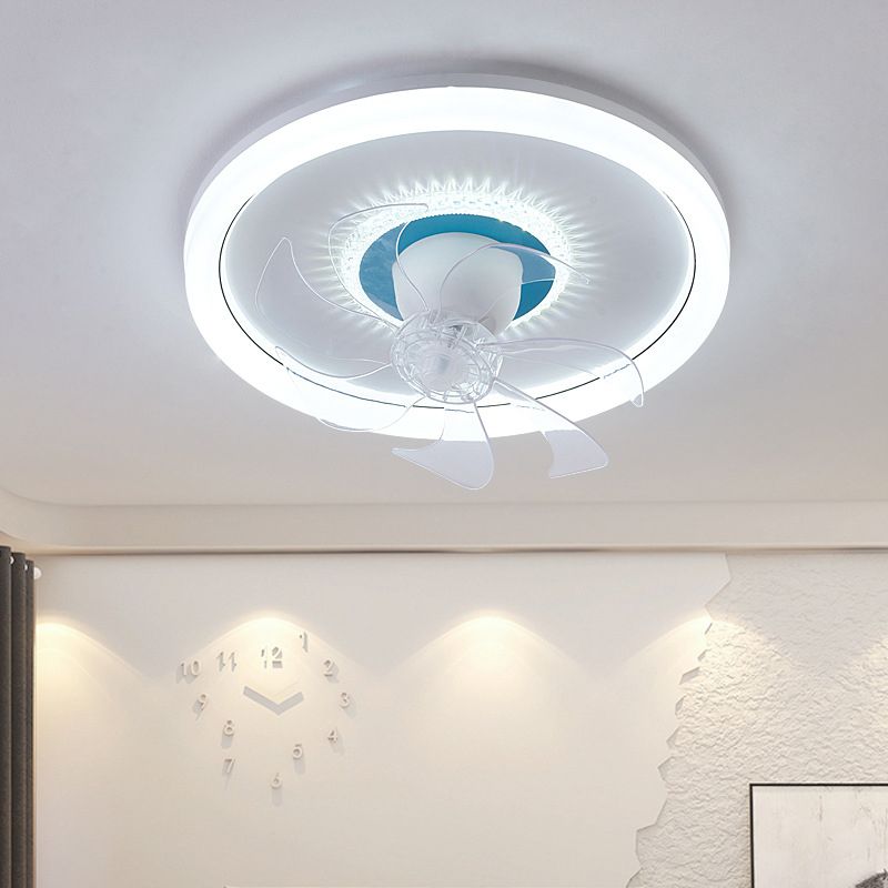 Round Shape Metal Ceiling Fans Modern Style 2-Lights Ceiling Fan Fixtures