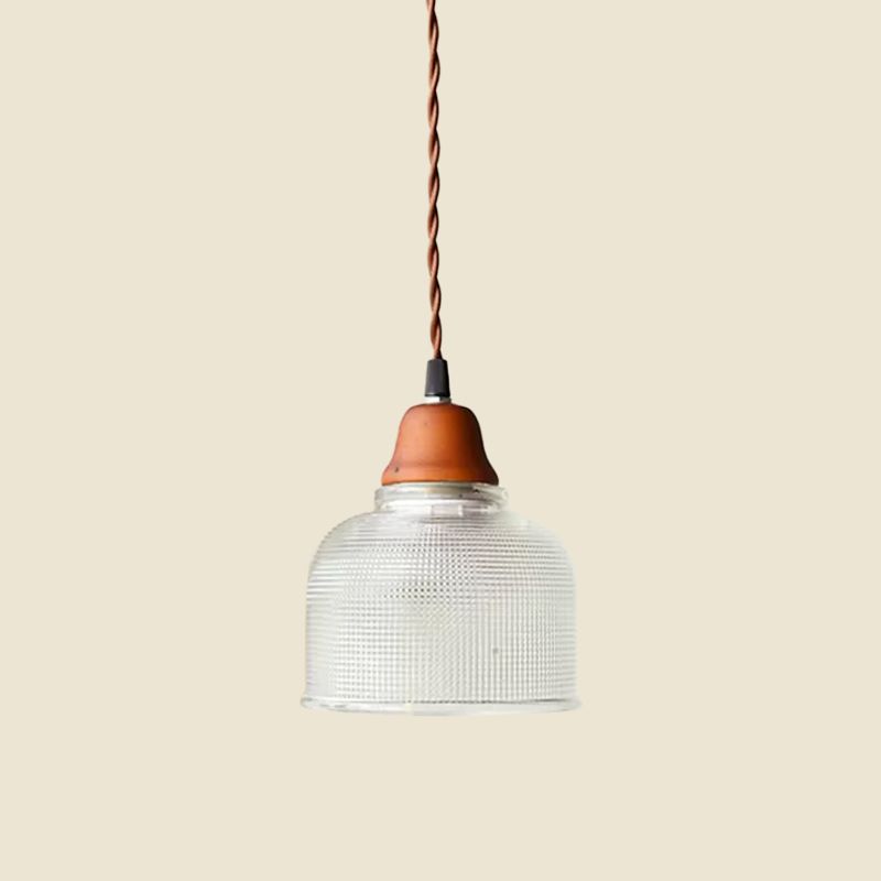 Countryside Bowled Suspension Pendant 5.5"/10.5" Wide 1 Bulb Clear Grid Glass Ceiling Light Fixture in White