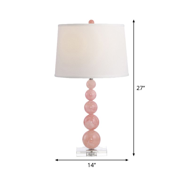 Contemporary 1 Bulb Nightstand Lamp Pink Barrel Reading Book Light with Fabric Shade