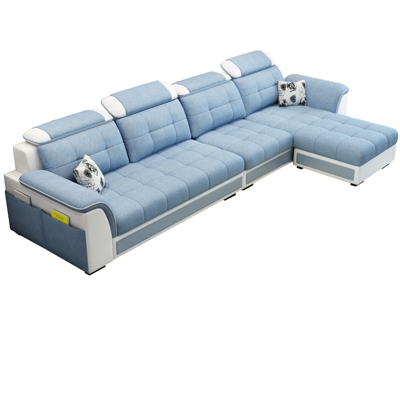 Modern Pillow Back Cushions Sectional 4-Seater Sofa with Storage