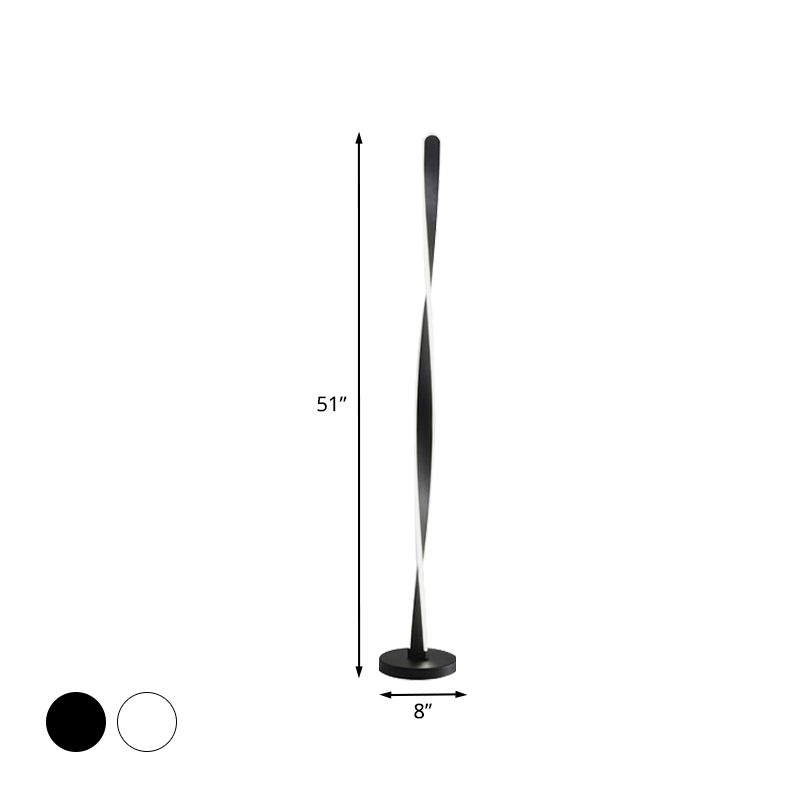 Acrylic Twisted Stick Floor Lighting Simplicity Black/White LED Stand Up Lamp with Spiral Design in Warm/White Light