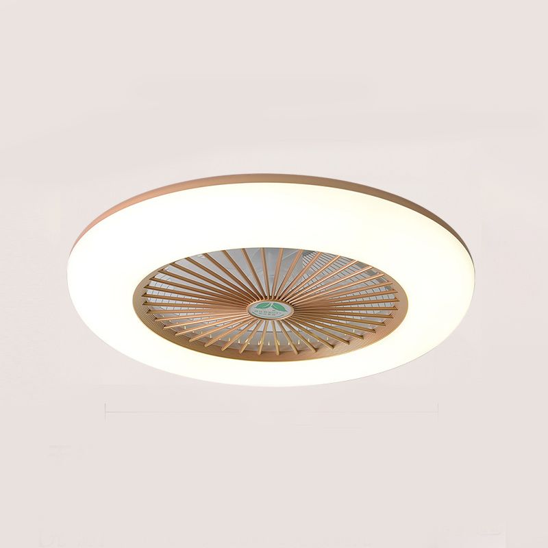 Stylish Minimalist Round Fan Lamp Acrylic Bedroom LED Semi Flush Mount Ceiling Light