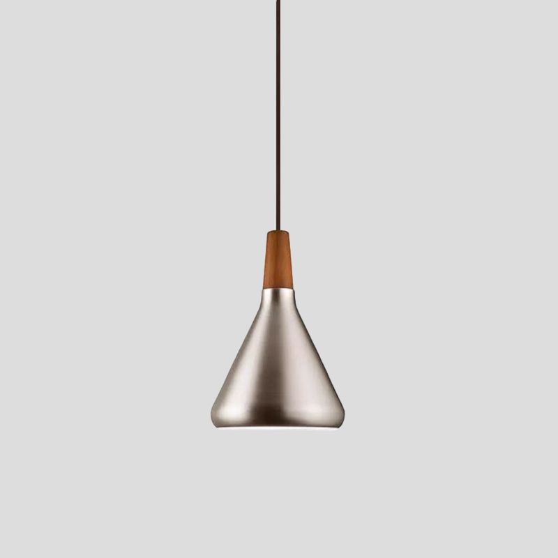 Industrial Cone Ceiling Pendant Light 1 Light Aluminum Suspension Lamp in Silver, 7"/10.5"/16" Wide