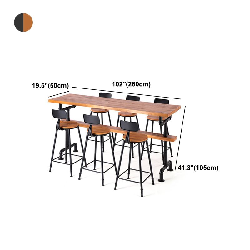 Brown Industrial Bar Table Pine Wood Milk Tea Shop Casual Bar Table