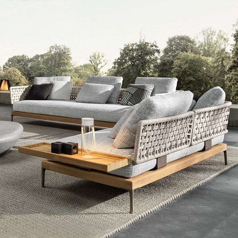 Modern Outdoor Patio Sofa Water Resistant Wicker Patio Sofa with Cushions