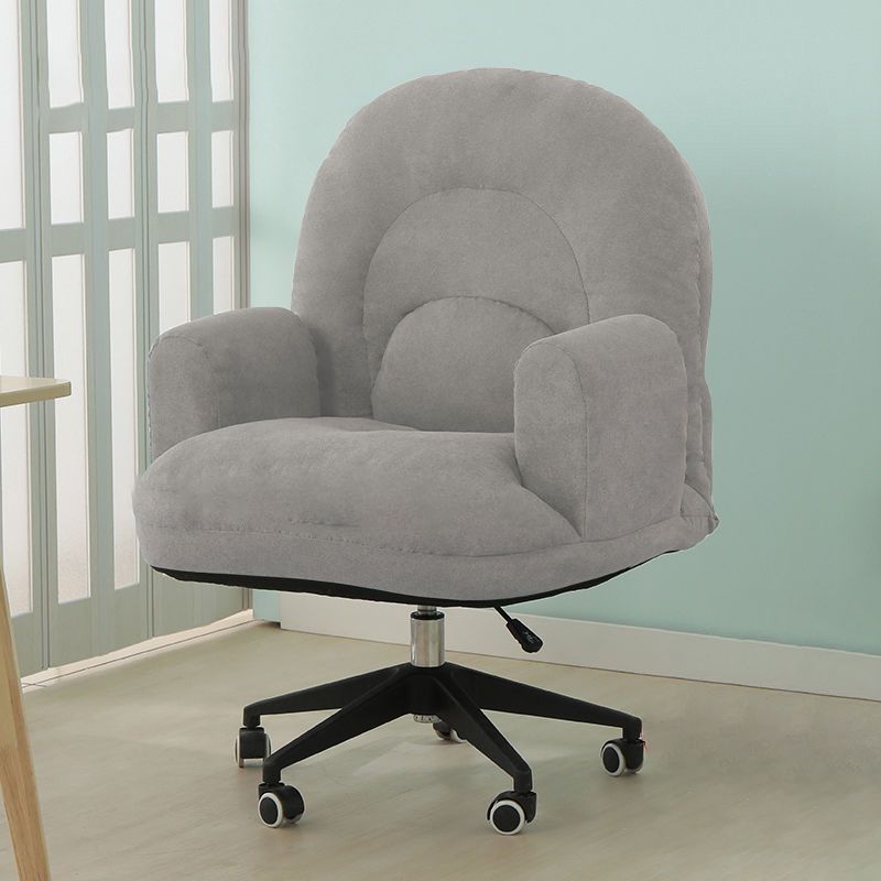 Mid Back Upholstered Office Chair Height-adjustable Padded Arms Chair with Wheels