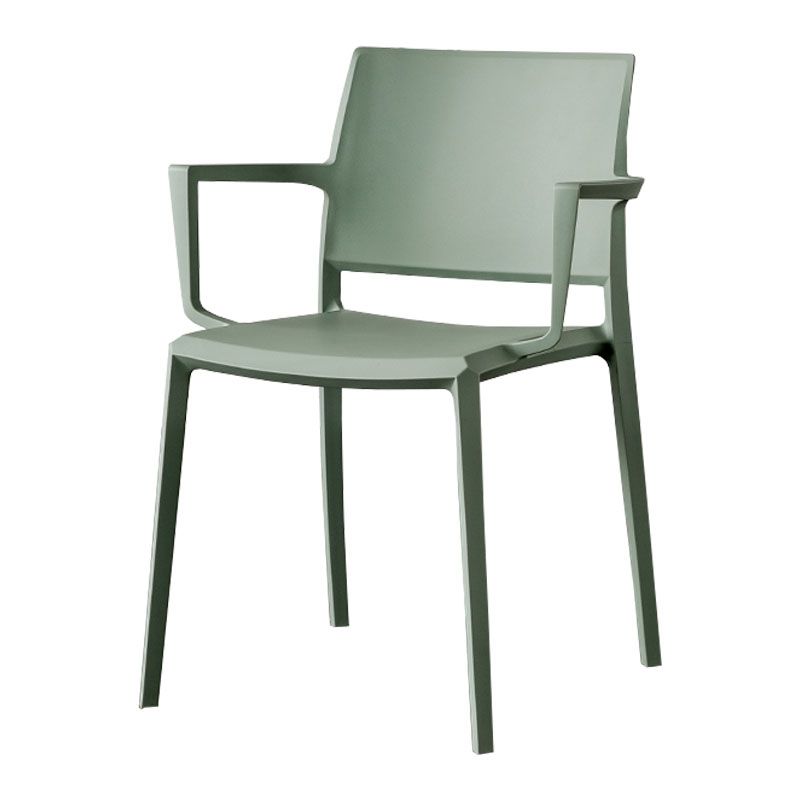 Scandinavian Plastic Dining Arm Side Chairs Solid Back Chair