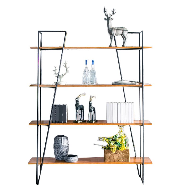 Modern Metal Bookshelf Brown Etagere Open Shelf Bookcase with Shelves