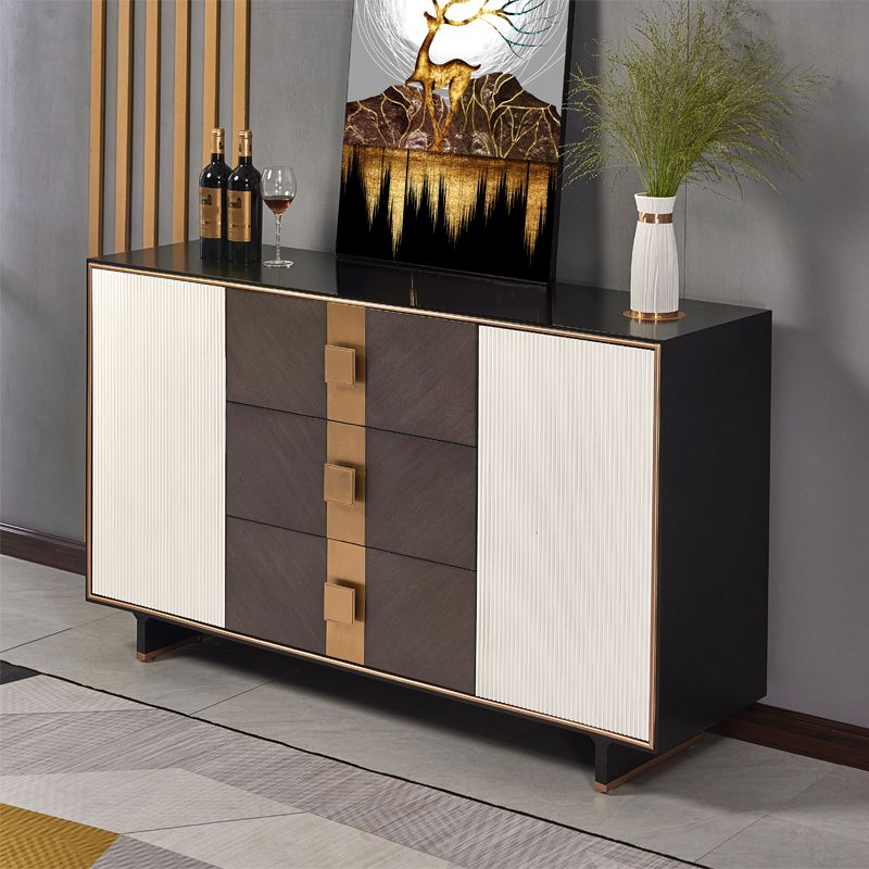 Engineered Wood Sideboard Cabinet 2 Doors Server with Solid Wood Legs