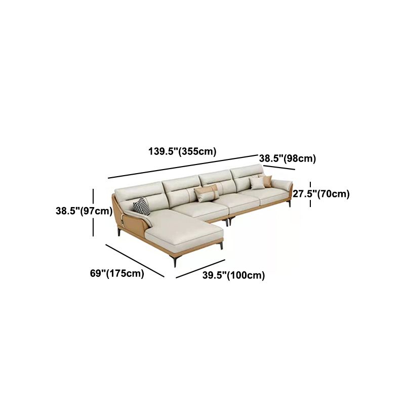 Faux Leather Sofa Stain-Resistant Contemporary Furniture Sectionals in Yellow and Beige