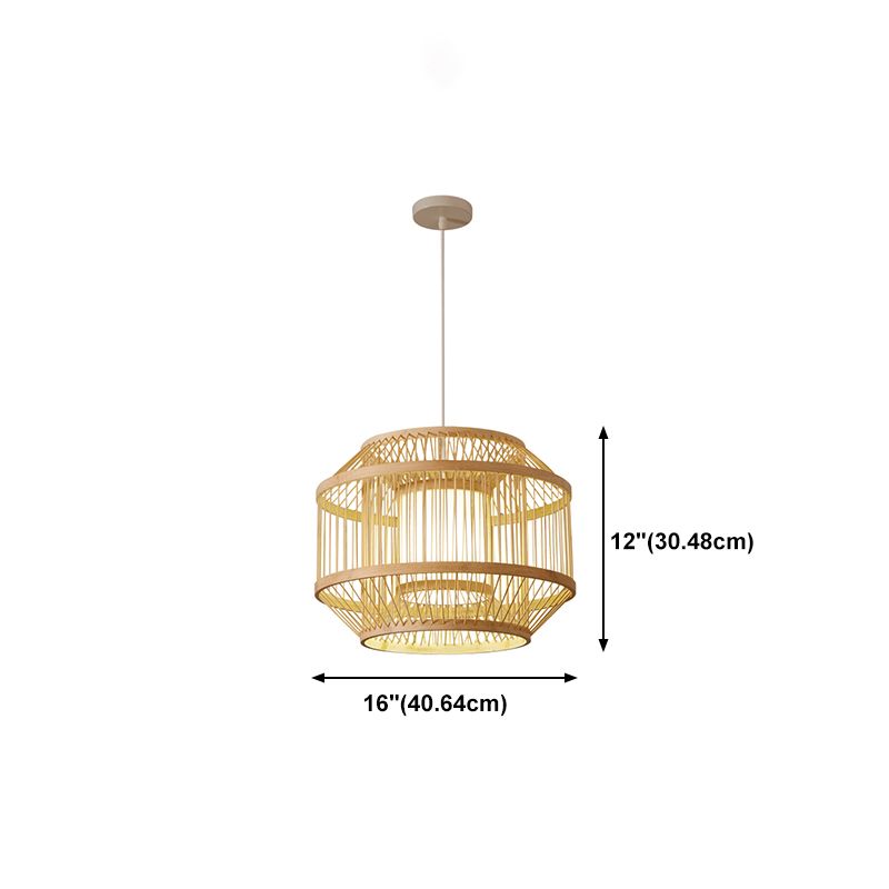 Modern Hanging Light Household Geometric Bamboo Pendent Light for Living Room