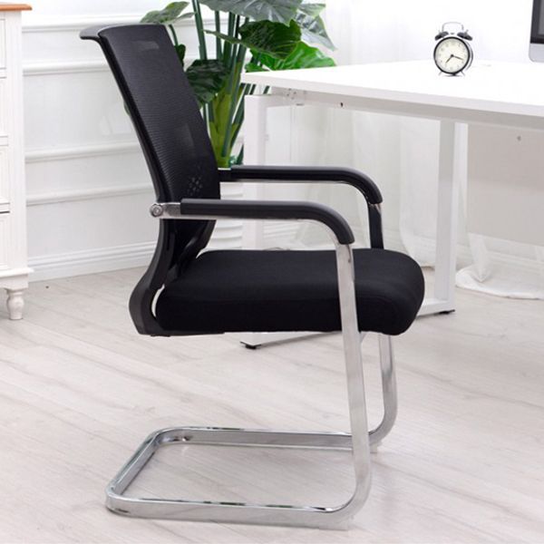 Contemporary Mid-Back Arm Chair Black Conference Microfiber Office Chair