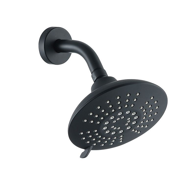 Round Fixed Shower Head Matte Black 5-Spray Patterns Wall-Mount Shower Head