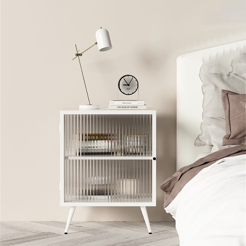 21'' Tall 1-shelf Accent Table Nightstand Modern Metal Nightstand in White/Black