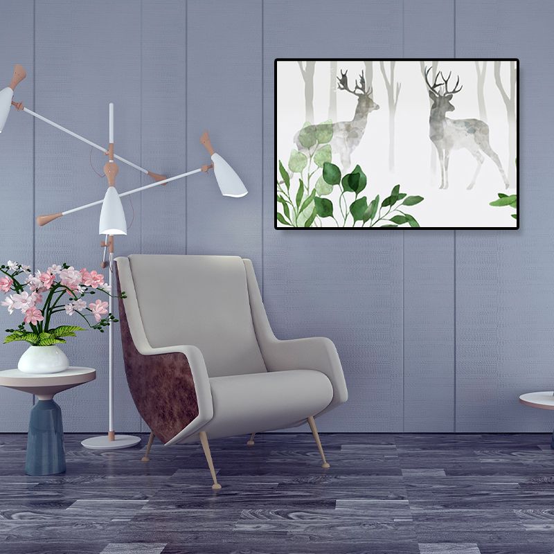 Drawing Print Scenery Wall Art Textured Nordic Sitting Room Canvas in Light Color