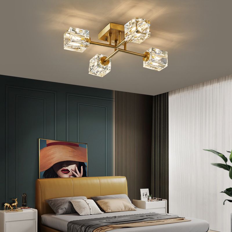 Luci di montaggio a rulli a soffitto quadrato Modern Crystal Affermazione Luce