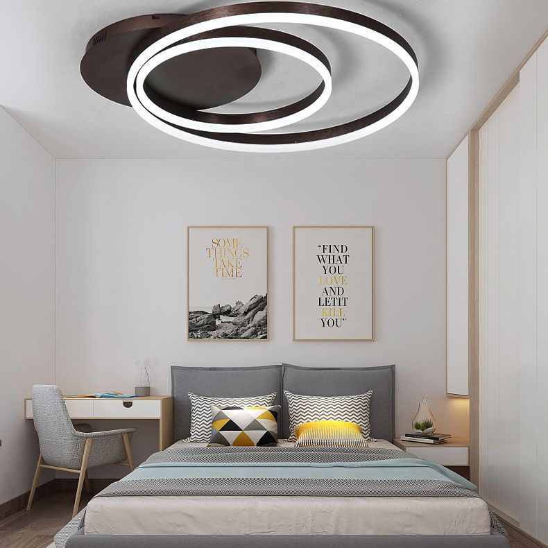 Circles Semi Flush Mount Lighting Minimal Acrylic LED Black Semi Flush Ceiling Light