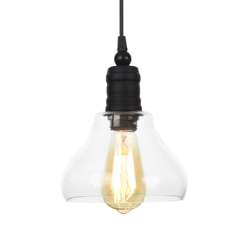 Lámpara colgante de sombra de vidrio transparente Estilo industrial Vintage Luz colgante de una sola bombilla con alambre de suspensión ajustable de 39.3 "