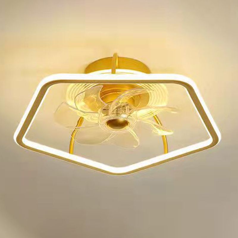 Acrylic Gold LED Ceiling Fans in Kids Creative Style Wrought Iron Ceiling Light for Bedroom