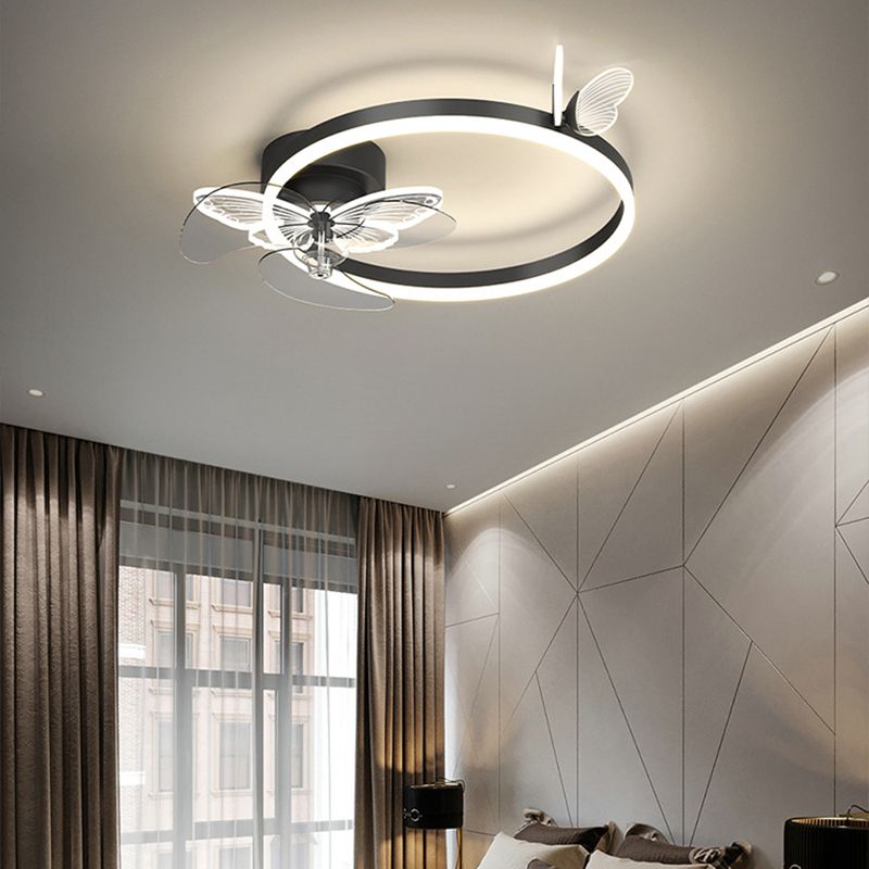 Contemporary LED Circle Fan Ceiling in Black / Gold Finish Metal Fan Lighting