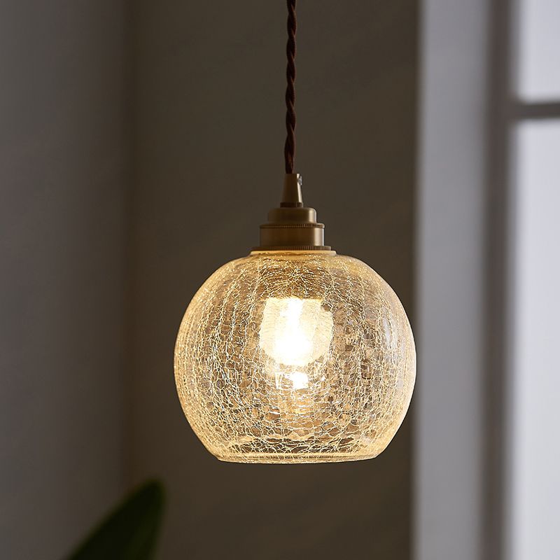 Industrial Sphere Ceiling Light Single Clear Glass Hanging Pendant Light for Living Room