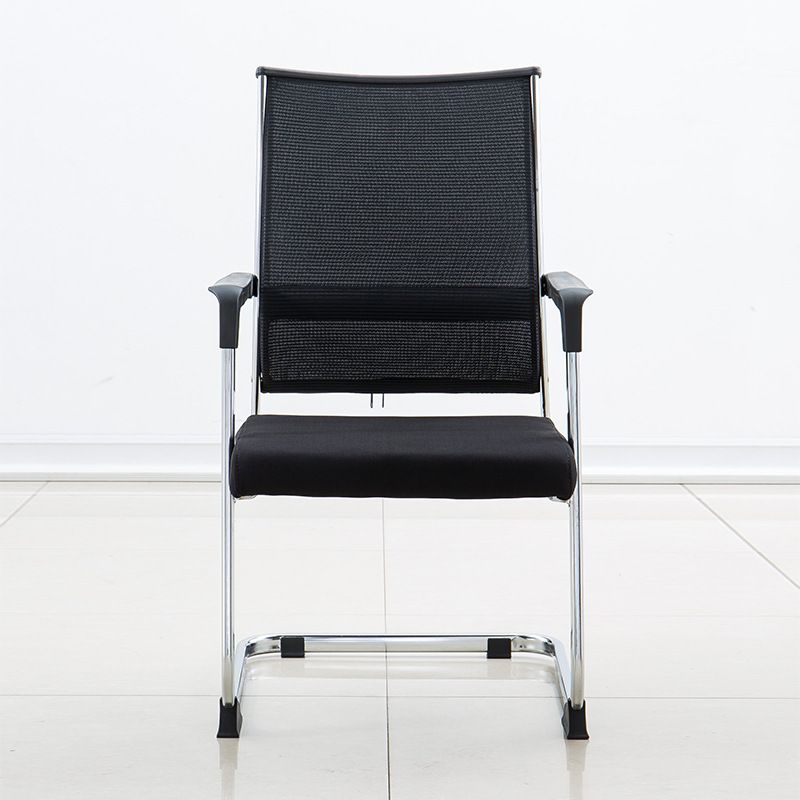 Mid Back Home Office Chair Mesh Seat and Back No Wheels Conference Chair