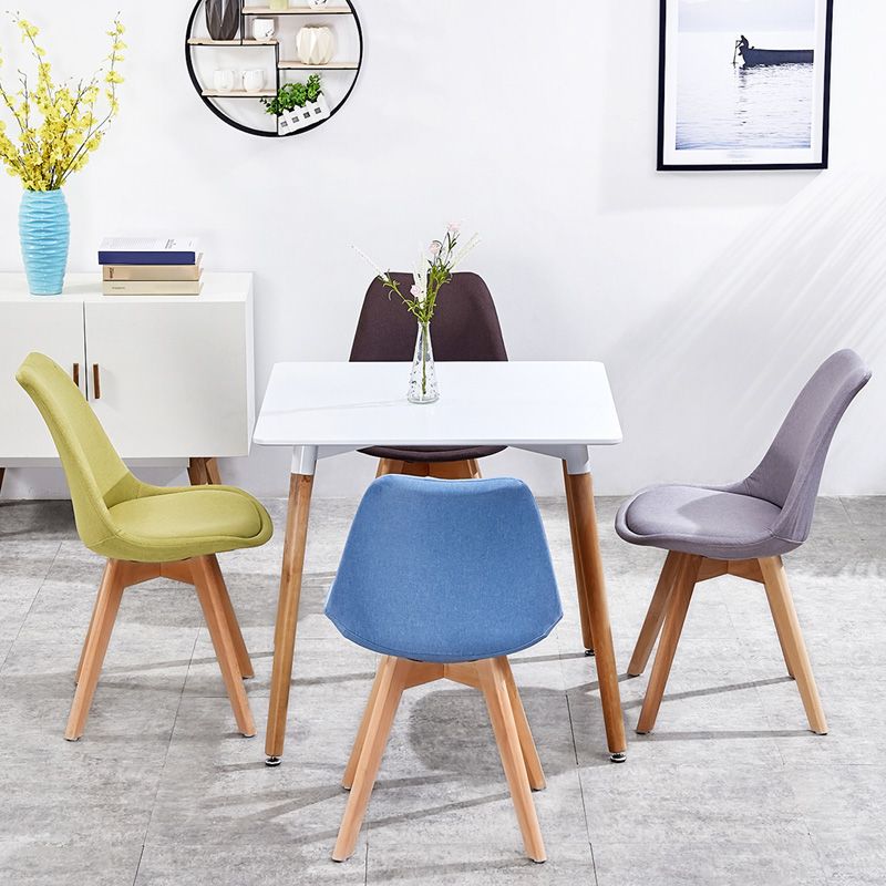 Contemporary Style Dining Room Chair Solid Back Armless Chair for Kitchen