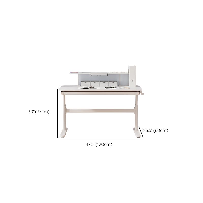 White Contemporary Adjustable Children's Desk in Solid Wood and Steel