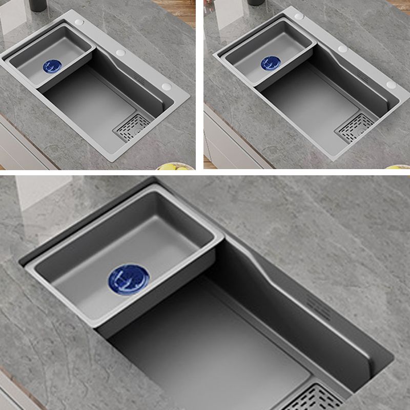 Modern Kitchen Sink Stainless Steel with Accessories and Faucet Top-Mount Kitchen Bar Sink