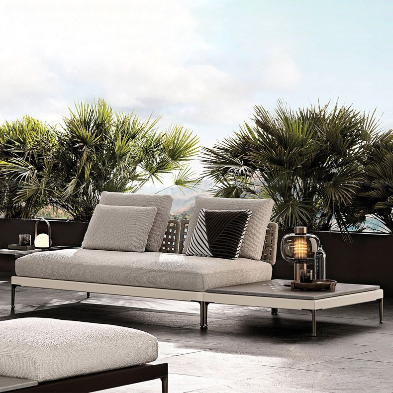 Tropical Patio Sofa Fade Resistant Metal Outdoor Patio Sofa with Cushions