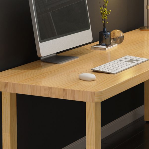 Modern Solid Wood Desk Natural L-Shape Office Writing Desk Excluding Chairs