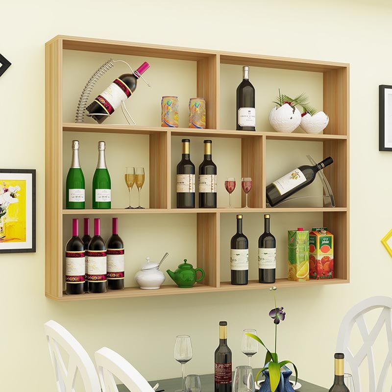 Wood Wall Mounted Wine Rack Modern Wine Rack with Shelf for Kitchen