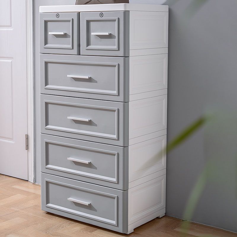 Contemporary Kids Dressers Vertical Plastic Kids Furniture with Drawers for Bedroom