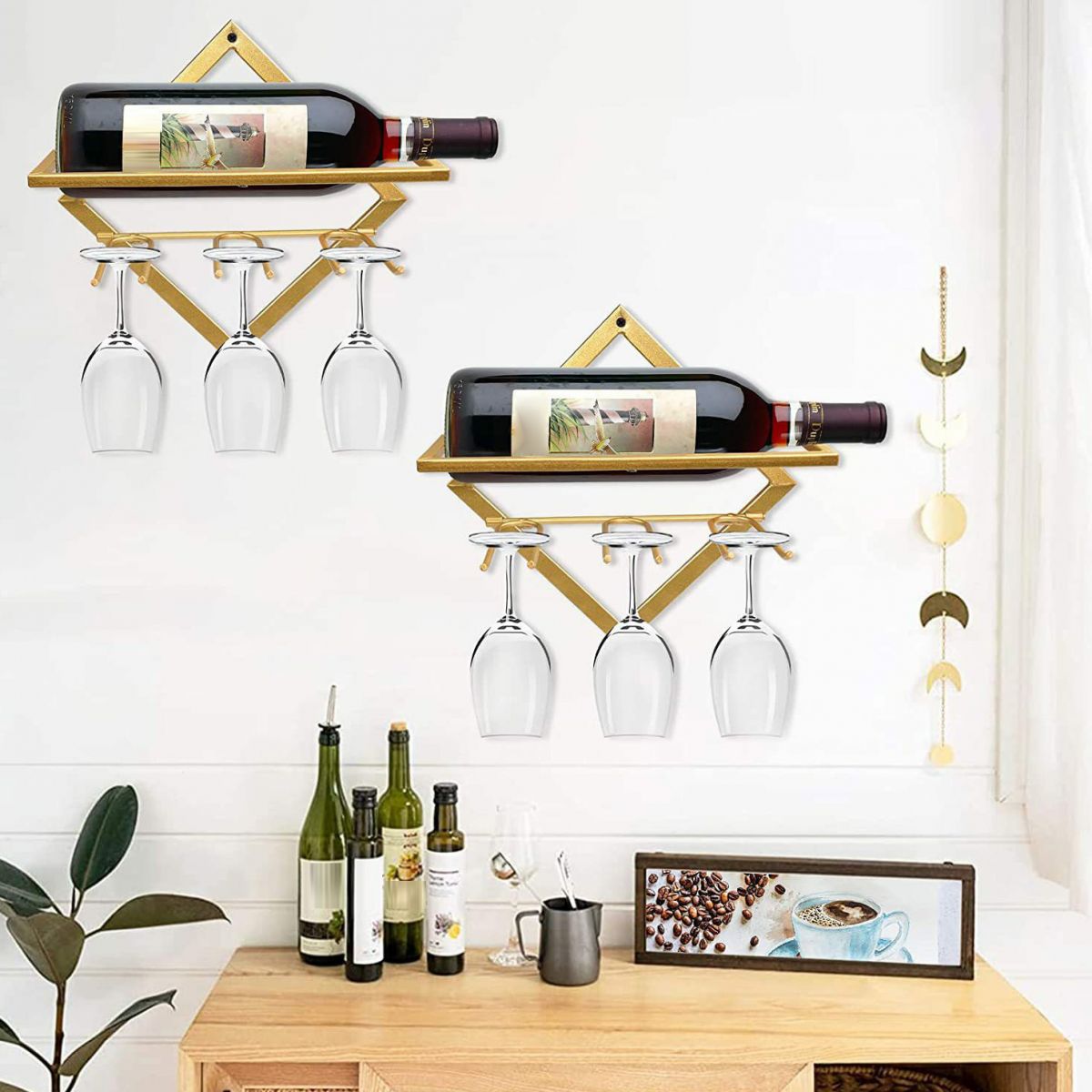 Metal Wall Mounted Wine Rack Contemporary Wine Holder for Living Room