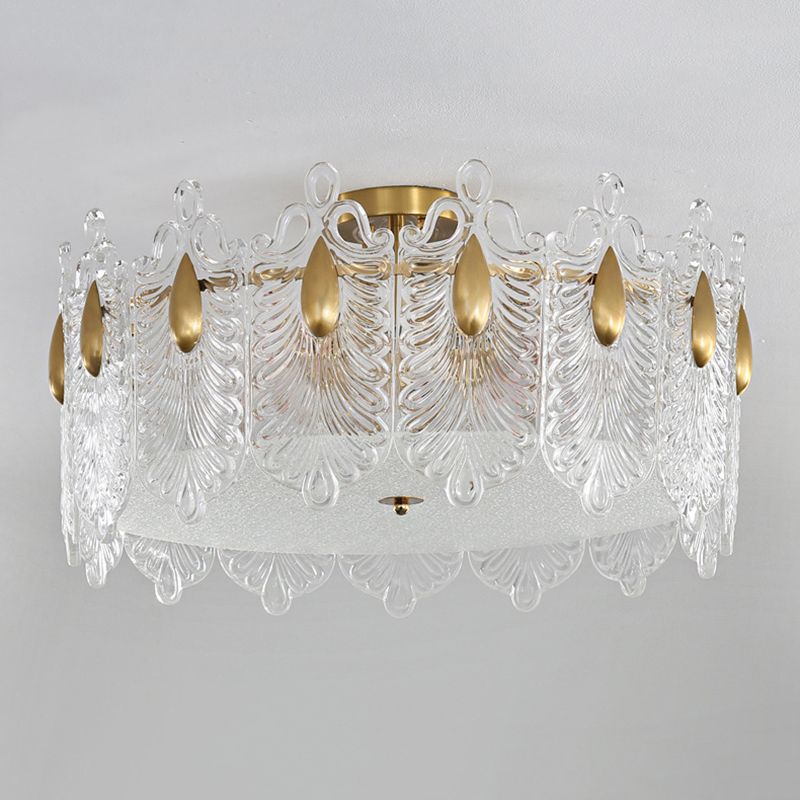 Modern Drum Ceiling Light Fixture Crystal Multiple-Light Ceiling Light