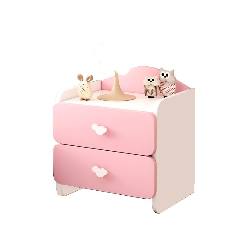 Nightstand Kids with Drawers Manufactured Wood Flat Top Neutral Kids Bedside Table