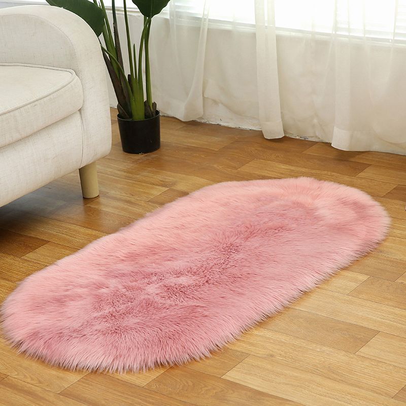 Multi Colored Plain Rug Faux Fur Minimalist Carpet Non-Slip Pet Friendly Stain Resistant Rug for Sitting Room