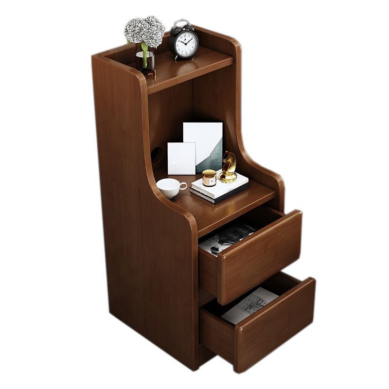 Solid Wood Bed Nightstand Contemporary Night Table with Drawers