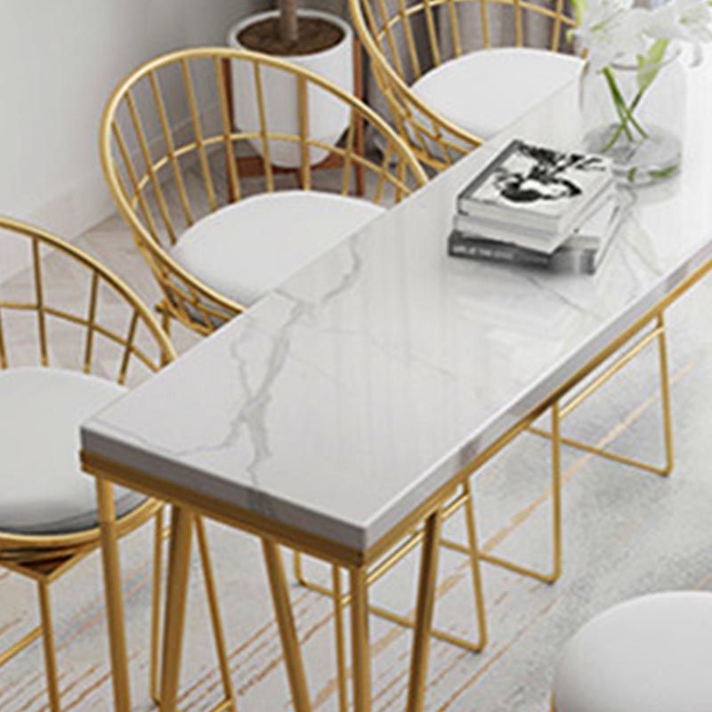 Contemporary Indoor Counter Height Dining Table Marble Rectangle White Bistro Table