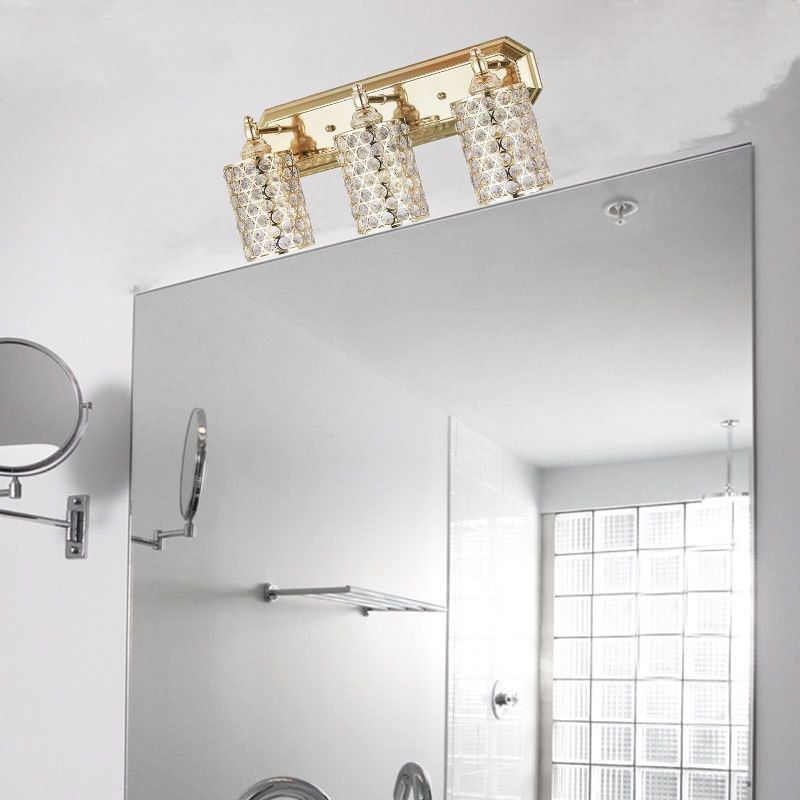 Nordic Style Vanity Light Cylinder Shade Vanity Lamp with Crystal for Shower Room