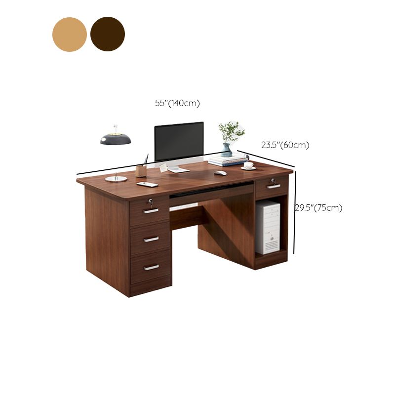 Engineered Wood Writing Desk Modern Executive Desk with Drawers