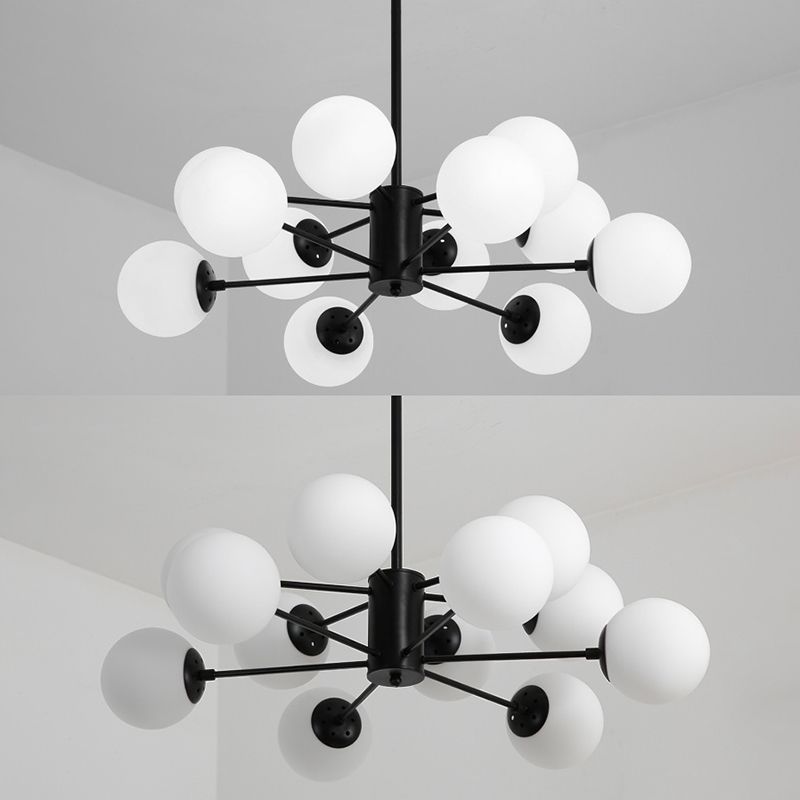 Moderner Glasschatten Kronleuchter Globe Multi -Light Kronleuchter Anhänger für Wohnzimmer