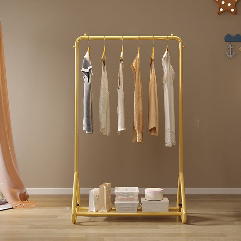 Modern Goldern Coat Hanger Free Standing Coat Rack with Storage Shelving