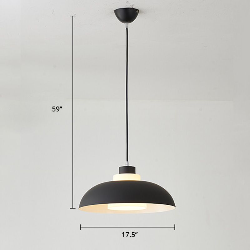 Aluminum Bowl Ceiling Hang Light Macaron Single-Bulb Pendant Lamp with Acrylic Shade Insert