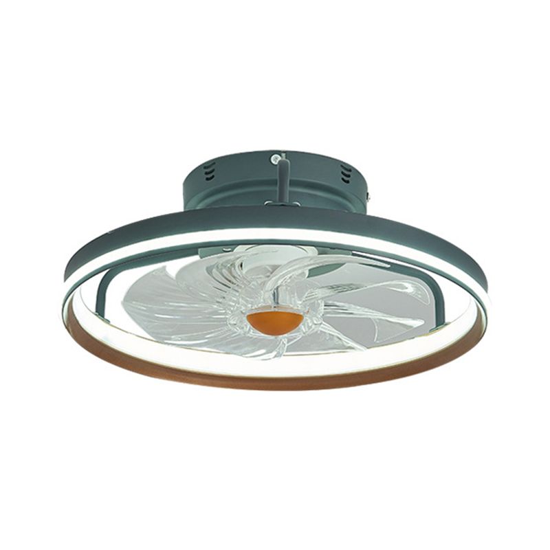 Plastic and Acrylic LED Fan Lighting Fixture Modern Round Ceiling Fan in Green