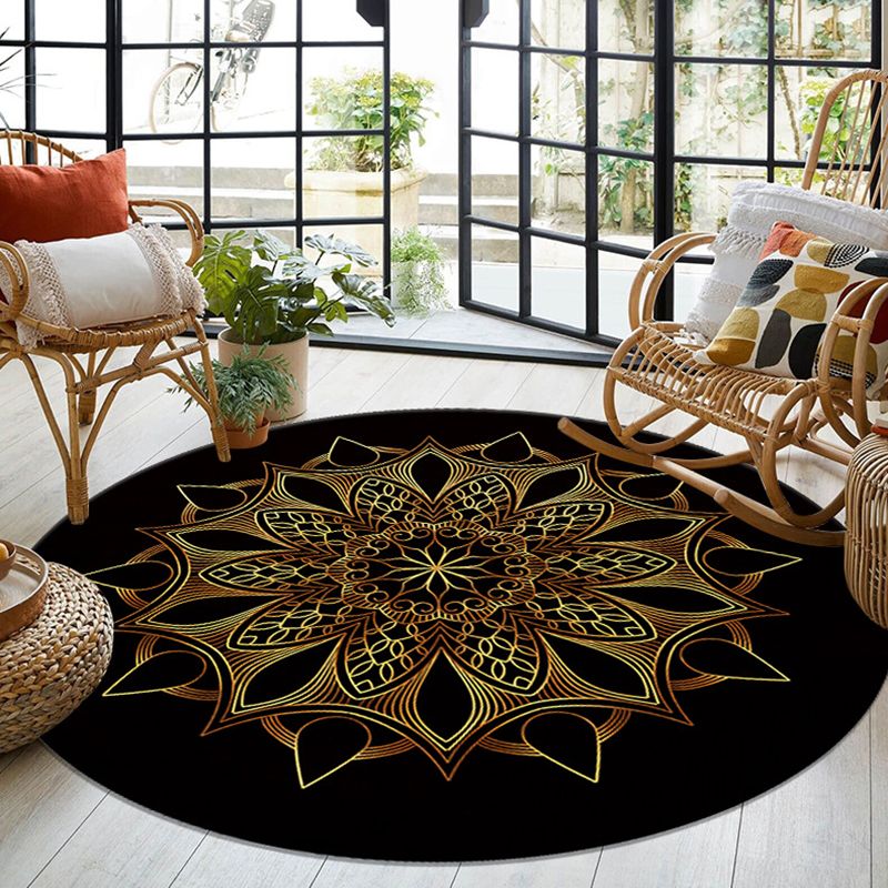 Luxurious Floral Printed Rug Eclectic Moroccan Indoor Carpet Anti-Slip Backing Rug for Home Decor