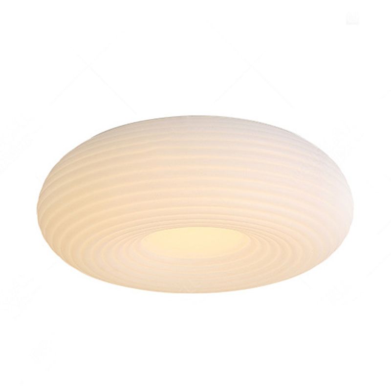 LED Modern Metal Flush Mount Circle Shape Ceiling Light with Plastic Shade for Living Room