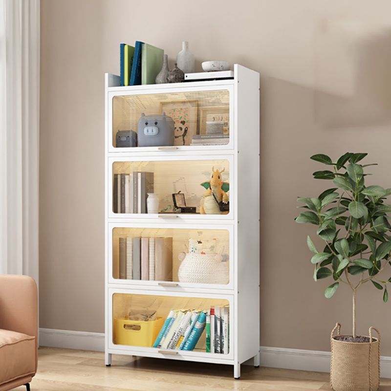 Glam Engineered Wood Bookcase White Standard Shelf with Door