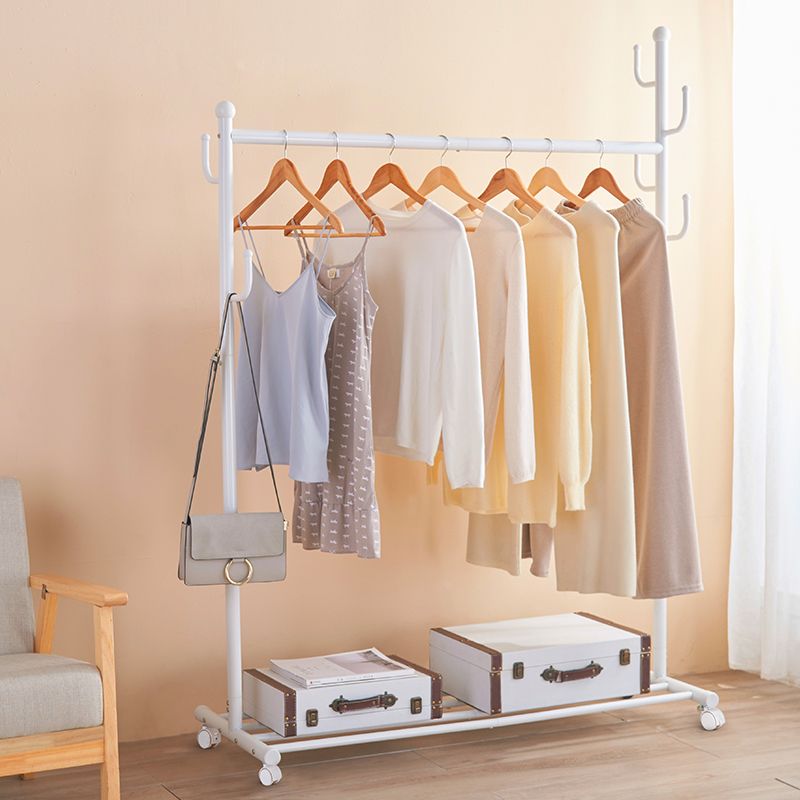 Contemporary Metal Coat Hanger Standing Storage Shelving Coat Rack with Coat Hooks