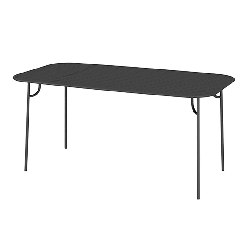 Black Outdoor Iron Patio Table Contemporary Rectangle Rust Resistant Patio Table